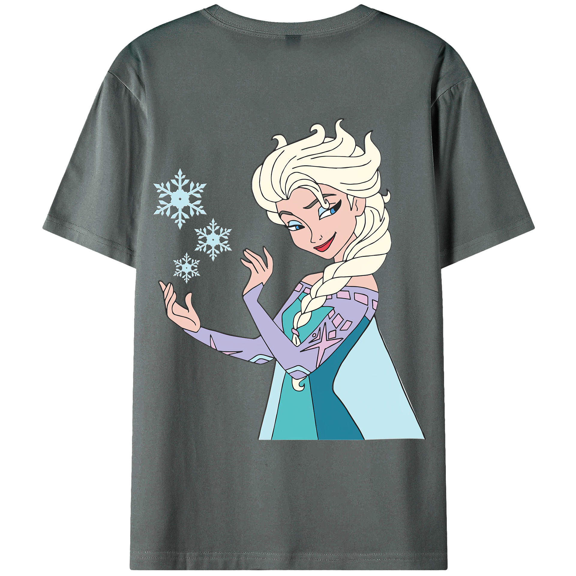 （画像用） アナと雪の女王 アンナ エルサ Frozen Anna Elsa 綿100％ メンズ半袖Tシャツ（バックプリント） 通気性